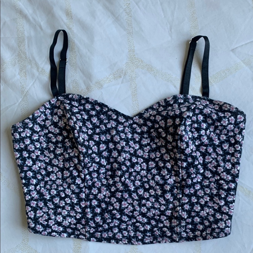 Kimchi Blue Black Floral Crop Top